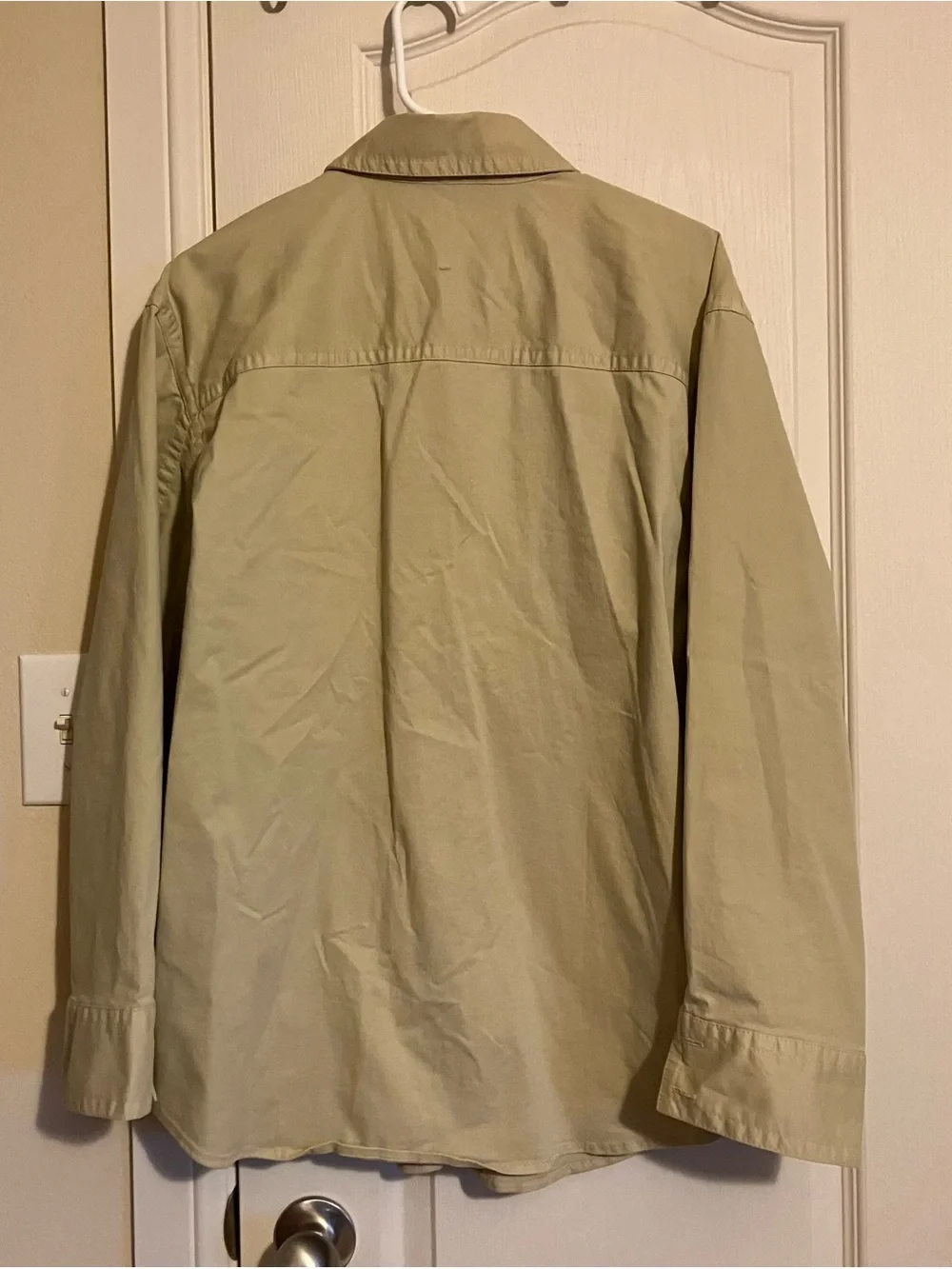 Banana Republic Light Olive Button-Front Shirt Jacket